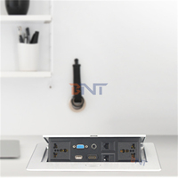 Prise de courant escamotable encastrée pour table de réunion de bureau, en alliage de zinc, avec câbles de 30 cm et connecteur USB, certifiée CE