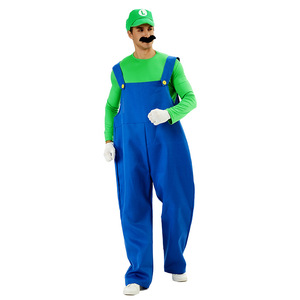 <b>Mario</b> Cosplay <b>Costume</b> Unisex Adult Blue Overalls Red Green Shirt Halloween Party Outfit - Product Image 3