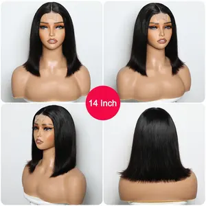 Top factory-sold raw virgin hair Maysian hair Bone straight Bob wig Glueless pre plucked Kim K 2*6 Real HD Lace closure wigs hot