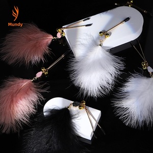 Pinces à tétons sexy en acier avec plumes, jouet sexuel pour stimulation féminine des mamelons - Product Image 4