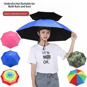 <span class=keywords><strong>Parapluie</strong></span> de tête avec chapeau en polyester noir et blanc, protection solaire et pluie pour adultes, idéal pour la pêche en extérieur, vente en gros à prix abordable - Product Image 1
