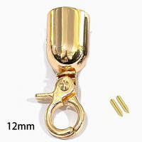 En gros, embout de cordon métallique de 12 mm avec fermoir mousqueton, embout de cordon plaqué or avec vis de fixation pour sacs à main