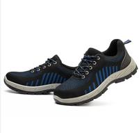 Chaussures de sécurité sportives en tissu noir pour hommes, avec embout en acier, antidérapantes, idéales pour le travail et la protection électrique
