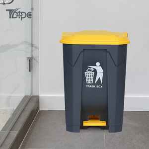 Cubo de Basura de Plástico con Pedal, 45L, Rectangular, Gris con Tapa Amarilla, para Uso Interior y Exterior - Product Image 1