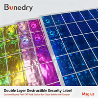 Etiquette de sécurité destructible double couche, imprimée sur mesure, avec autocollant pelable rond, avec sceau vide, pour bouteille en verre de valeur, anti-effraction