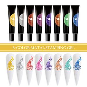 Suministro 8 Color metálico 15ml Soak Off UV Stamp Gel Stamping Nail Polish para imprimir DIY Nail Art - Product Image 3