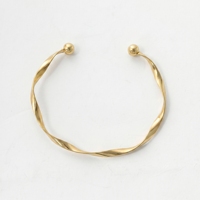 Bracelet manchette torsadé minimaliste QIAOREN 11011 en acier inoxydable doré, ajustable, pour femme, bijoux de plage