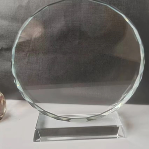 Factory Cheap Bulk Blank Round Glass Award Trophy Plate Custom 3d Laser Engraving logo Crystal Shield Trophy Award for Souvenir