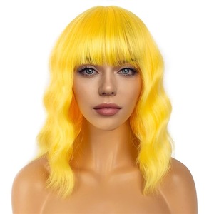 Peluca de Cabello Corto y Rizado con Ondas Doradas, Estilo Lindo para Mujer, Cabello Sintético de Alta Fibra, Color Rubio Dorado Mate, No es Cabello Remy, Venta Caliente - Product Image 4