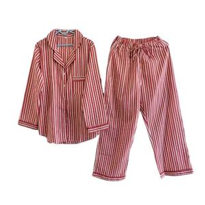 Women Two Piece Pajama Set Floral Print 100% Cotton Long Sleeve Shirt and <b>Pants</b> Soft Breathable Summer Nightwear - Product Image 1