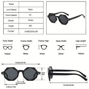Gafas de Sol Personalizadas con Logotipo, Estilo Vintage 2025, para Hombre y Mujer, Montura Pequeña con Remaches, Protección UV400, Color Jelly, Forma Poligonal - Product Image 5