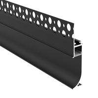 Plinthe sans bordure en plâtre architectural, profil en alliage d'aluminium argenté, ligne de plinthe LED, cloison sèche, dimmable, CRI élevé 90