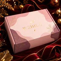 Boîte cadeau de Noël personnalisée en or, luxueuse, esthétique, rose, florale, pour petites entreprises, avec ruban et carte de vœux