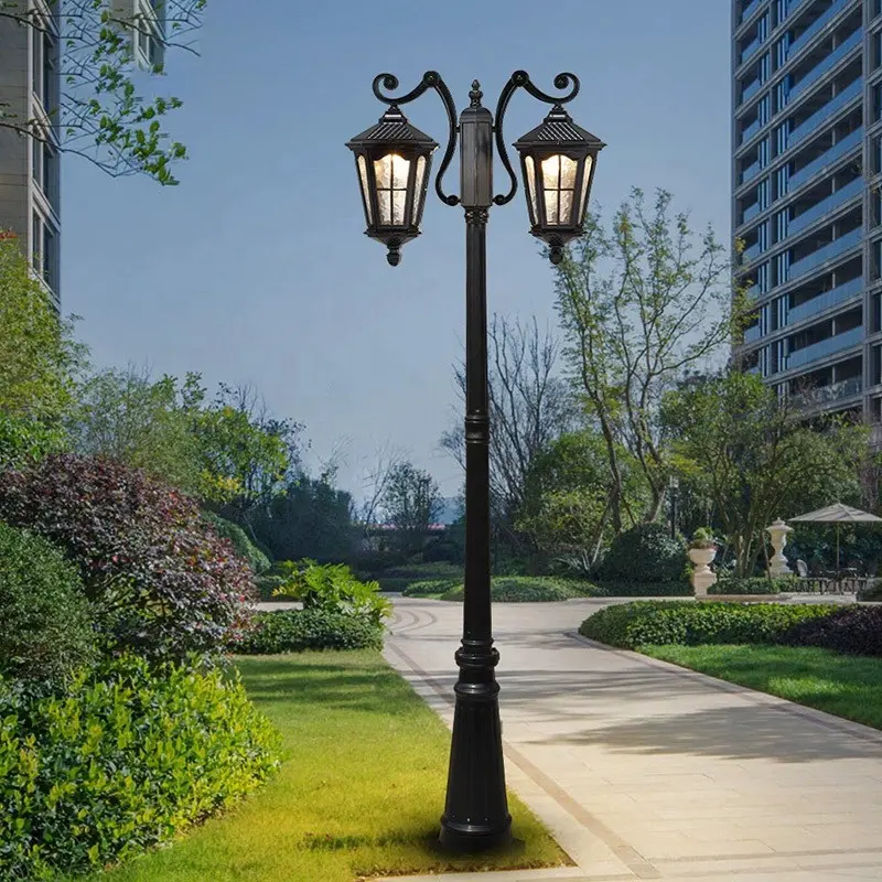 2.3m dekoratif alüminyum klasik avrupa tarzı lamba kutup yolu manzara açık bahçe ışıkları