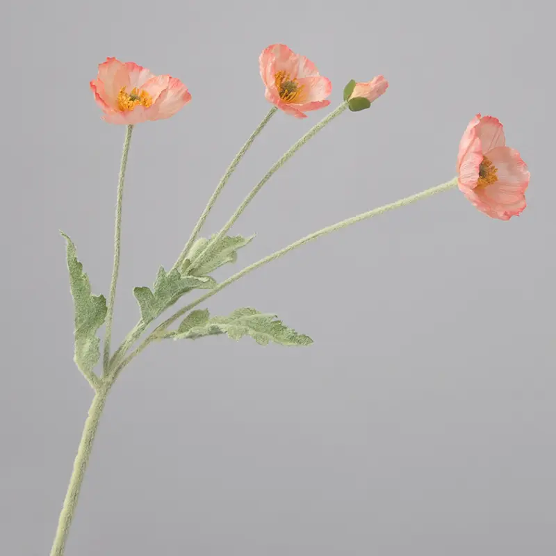 Wholesale Romantic Corn Poppy Flower Long Steam Silk Artificial Flowers For Decoration Wedding Artificial