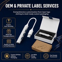 Logo Kustom Terukir Laser 4 Port USB 3.0 Hub Grosir Aluminium Alloy OEM Adaptor Multiport untuk Hadiah Kantor Perusahaan