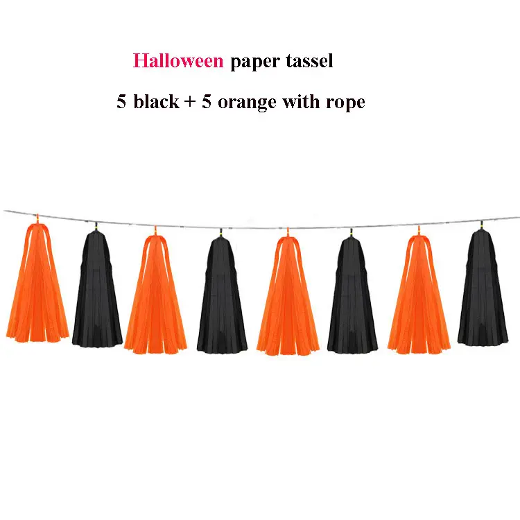 Factory halloween hotel mall store atmosphere decoration layout a pack of 5 black orange paper tassels