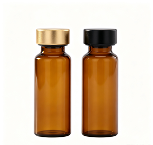 Frascos de vidrio ámbar con cuello de crimpado y tapas metálicas surtidas, botellas pequeñas con protección UV para el almacenamiento de muestras de productos. - Product Image 4