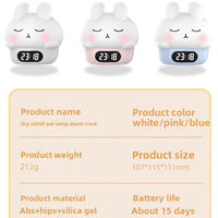 AIKS Nouvelle Lampe de Nuit Pat-Pat Lapin Timide avec Réveil, Indicateur 24 Heures, Design Minimaliste Moderne, Rechargeable USB au Lithium