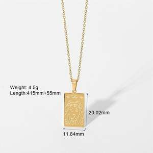 مجوهرات أنيقة ورائعة مطلية بالذهب عيار 18 مقاومة للماء من الفولاذ المقاوم للصدأ قلادة مع بطاقة التاروت قلادة - Product Image 2