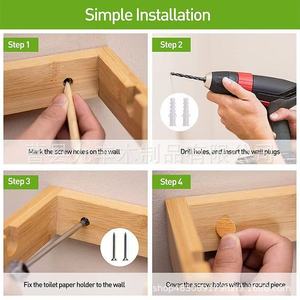 Wooden Toilet Paper <b>Holder</b> Wall Mounted Rectangular Minimalist Bathroom Tissue Rack Storage Organizer - Product Image 5