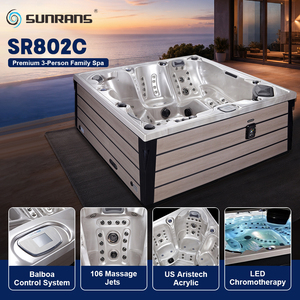 Bak Mandi Air Panas Sunrans untuk 5 Orang dengan 2 Kursi Santai, 106 Jet Pijat, dan Pompa Ganda 3.0HP untuk Relaksasi Keluarga di Halaman Belakang - Product Image 1