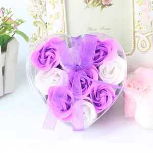 Factory Soap Roses Scented Artificial Heart Shaped Bath Rose Soap造花In Gift Box Boxes ValentineのDay Wedding