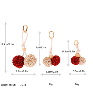 Mini Breloques de Sac en Cuir Haut de Gamme Tendance <span class=keywords><strong>avec</strong></span> <span class=keywords><strong>Porte</strong></span>-Clés Mousqueton Balle à <span class=keywords><strong>Pompon</strong></span> Tressé Main pour Sacs à Main et Accessoires de Sac pour Femmes - Product Image 3