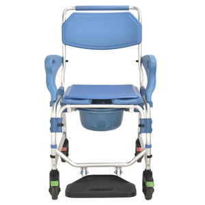 Foldable Multi Functional <b>Commode</b> <b>Chair</b> With Footstool 4 Inch Wheels Brakes For Elderly Disabled Indoor Home Care - Product Image 1