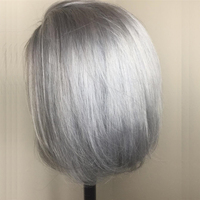 Gri Bob İnsan Saçı Peruklar Dantel Ön Gümüş Gri 613 Balayage Dantel Ön Bob Peruk Pixie Kesim Düz Renkli İnsan Saçı Peruklar