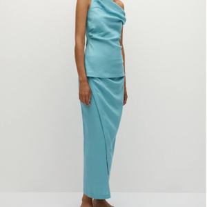 Vestido Midi de Lino para Mujer, Cintura Alta, Corte Holgado, Informal, Verano, Transpirable, Sexy, Venta al Por Mayor OEM - Product Image 1