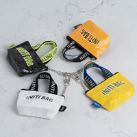 Porte-monnaie en tissu tissé PP personnalisé avec logo INITI, mini sac à la mode, porte-clés, petite pochette zippée réutilisable avec fermoir métallique