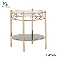 Tables basses pour la maison, ensemble antique de 2 tables basses à miroir, tables rondes de salon