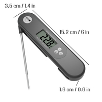 Termometer dapur saku Digital layar LCD, pengukur suhu makanan rumah tangga bertenaga baterai otomatis dengan pena Oven daging