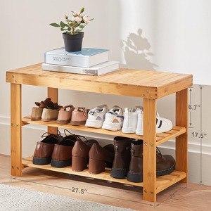 Banc à chaussures 3 niveaux en bois, organisateur <span class=keywords><strong>de</strong></span> rangement robuste <span class=keywords><strong>pour</strong></span> chaussures, idéal <span class=keywords><strong>pour</strong></span> l'entrée et la <span class=keywords><strong>salle</strong></span> <span class=keywords><strong>de</strong></span> <span class=keywords><strong>bain</strong></span> - Product Image 3