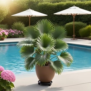 1 Grande Palma Artificiale con Foglie Verdi Folte, Albero Finto Realistico con Tronco e Vaso, Bassa Manutenzione, per Interni - Product Image 1