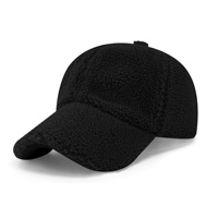 Gorra de béisbol de 6 paneles de felpa de lana de cordero cálida de invierno OEM, gorra de lana sólida ajustable Sin estructura, Gorras para viajes al aire libre