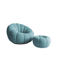 Fauteuil pivotant de style moderne, canapé paresseux confortable avec repose-pieds, pouf en tissu rembourré, canapé compressé en boîte