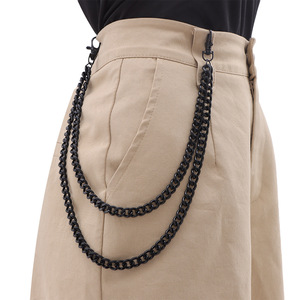 Multi Layered Metal <b>Waist</b> <b>Chain</b> Zinc Alloy Double Ring Hip Hop Denim Accessory Daily Wear - Product Image 2