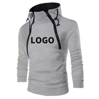 Sweat à capuche premium personnalisé pour homme à double fermeture éclair et col montant – Respirant, coupe ample, couleur unie, vêtement de sport numérique pour l'automne, pour commande OEM/ODM