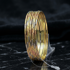 Juego de brazaletes chapados en oro de 3 tonos al por mayor, brazaletes de varios tonos, juego de brazaletes de latón de 3 tonos, brazaletes de moda, brazaletes tricolores. - Product Image 5