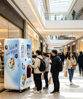 Distributeur automatique de crème glacée commercial entièrement automatique avec système de réfrigération intégré, coque extérieure personnalisée, intelligent et souple