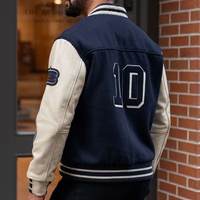 Blouson Bomber Homme Personnalisé en Satin avec Manches en Cuir PU, Coupe Ample, Uniforme Décontracté, Lourd et Robuste