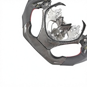 Volant en fibre de carbone style <span class=keywords><strong>GR</strong></span> pour <span class=keywords><strong>Toyota</strong></span> <span class=keywords><strong>C</strong></span>-<span class=keywords><strong>HR</strong></span> / IZOA 2018-2025 - Cuir perforé et surpiqûres rouges - Product Image 5