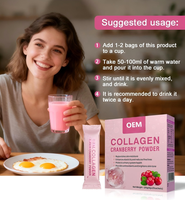 Poudre de protéines de collagène marin pour adultes - Mélange de boisson à la canneberge pour éclaircir la peau et favoriser la croissance des cheveux - 120g