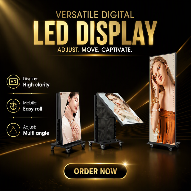 Smart Indoor LED Poster WiFi App Control Digital Signage Portable Movable Mirror Screen LED Totem for Retail Exhibition Event