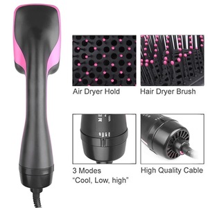 <b>Hot</b> Air <b>Comb</b> 2 In 1 Multi Functional Hair Dryer Square Brush With Diffuser Nozzle For Wet And Dry Use Electric Styler - Product Image 4