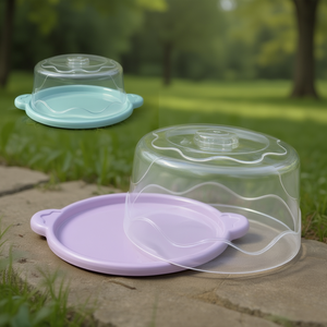Plateau de conservation alimentaire en plastique avec couvercle transparent, design moderne, conservation de la fraîcheur, forme ronde, 21*9.5CM, marque ZAA, pour les fêtes - Product Image 2