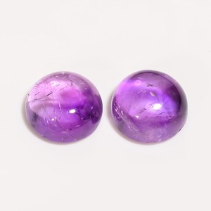Cabujones de Amatista Natural de Alta Calidad, Pulidos, Corte Brillante Redondo de 10mm a 12mm, Par de 9 Quilates para Joyería - Product Image 5
