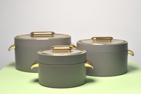 1L 2L 3,5L Thermobehälter-Set, Isolierte Warmhaltebehälter mit Einzigartigem Ovalen Goldknopf-Dekor für Hochwertige Haushalte
